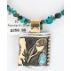 12kt Gold Filled .925 Sterling Silver Handmade Rose Certified Authentic Navajo Turquoise Native American Necklace 390809106095