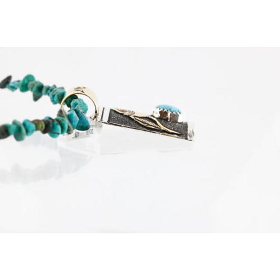 12kt Gold Filled .925 Sterling Silver Handmade Rose Certified Authentic Navajo Turquoise Native American Necklace 390809106095