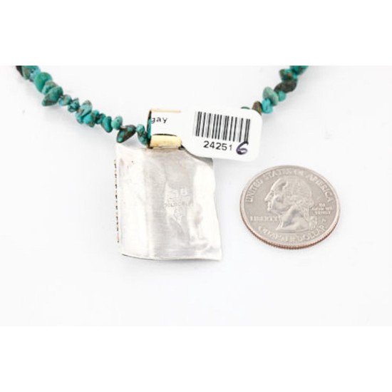 12kt Gold Filled .925 Sterling Silver Handmade Rose Certified Authentic Navajo Turquoise Native American Necklace 390809106095