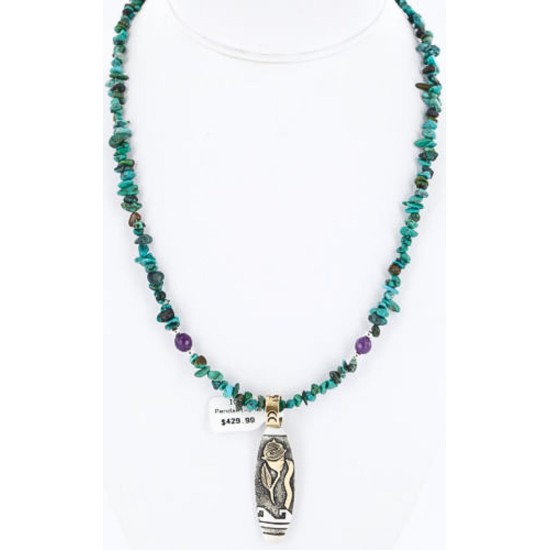 12kt Gold Filled .925 Sterling Silver Handmade Rose Certified Authentic Navajo Turquoise Native American Necklace 390809336263