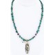 12kt Gold Filled .925 Sterling Silver Handmade Rose Certified Authentic Navajo Turquoise Native American Necklace 390809336263