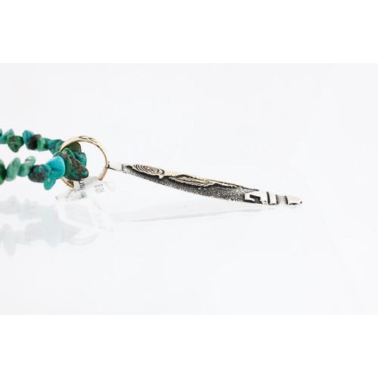 12kt Gold Filled .925 Sterling Silver Handmade Rose Certified Authentic Navajo Turquoise Native American Necklace 390809336263