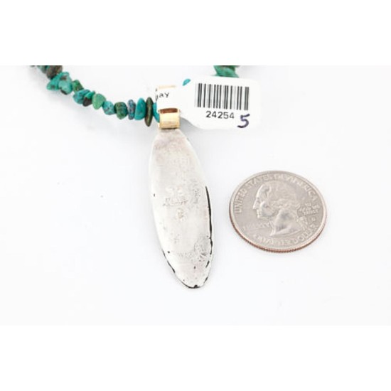 12kt Gold Filled .925 Sterling Silver Handmade Rose Certified Authentic Navajo Turquoise Native American Necklace 390809336263