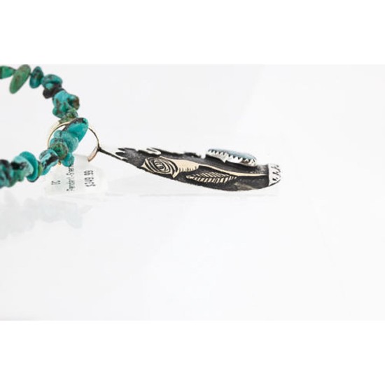 12kt Gold Filled .925 Sterling Silver Handmade Rose Certified Authentic Navajo Turquoise Native American Necklace 390821454540