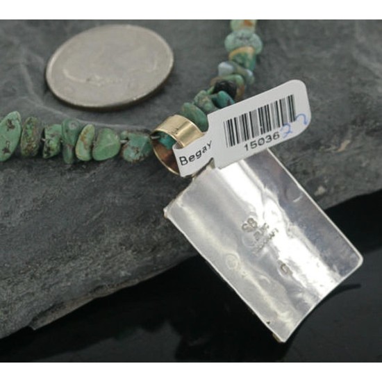 12kt Gold Filled .925 Sterling Silver Handmade Storyteller Certified Authentic Navajo Turquoise Native American Necklace 370877635818