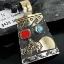 12kt Gold Filled .925 Sterling Silver Handmade Storyteller Navajo Turquoise Necklace