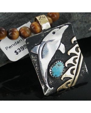 12kt Gold Filled .925 Sterling Silver Handmade Storyteller Certified Authentic Navajo Turquoise Native American Necklace 370911070456