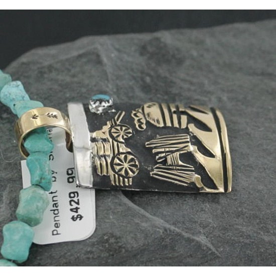 12kt Gold Filled .925 Sterling Silver Handmade Storyteller Certified Authentic Navajo Turquoise Native American Necklace 370912923933