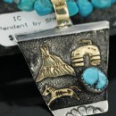 12kt Gold Filled .925 Sterling Silver Handmade Storyteller Certified Authentic Navajo Turquoise Native American Necklace 370922200695