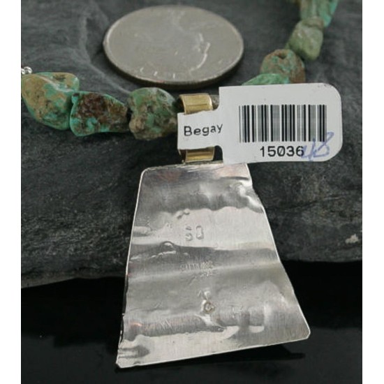 12kt Gold Filled .925 Sterling Silver Handmade Storyteller Certified Authentic Navajo Turquoise Native American Necklace 370923247830