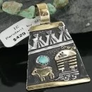 12kt Gold Filled .925 Sterling Silver Handmade Storyteller Navajo Turquoise Native American Necklace 370923247830