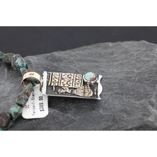 12kt Gold Filled .925 Sterling Silver Handmade Storyteller Certified Authentic Navajo Turquoise Native American Necklace 370984053639