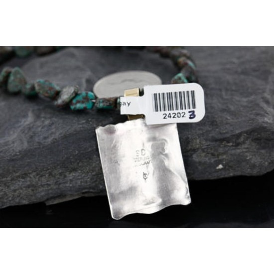 12kt Gold Filled .925 Sterling Silver Handmade Storyteller Certified Authentic Navajo Turquoise Native American Necklace 370984053639
