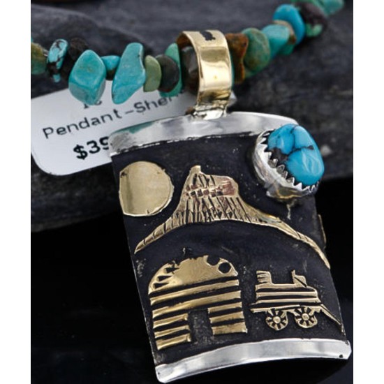 12kt Gold Filled .925 Sterling Silver Handmade Storyteller Certified Authentic Navajo Turquoise Native American Necklace 370986814310 12kt Gold Filled .925 Sterling Silver Handmade Storyteller Certified Authentic Navajo Turquoise Native American Necklace 370986814310