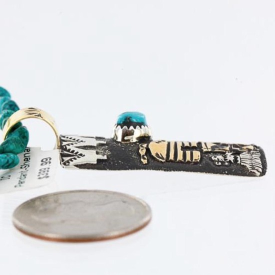 12kt Gold Filled .925 Sterling Silver Handmade Storyteller Certified Authentic Navajo Turquoise Native American Necklace 370996122697