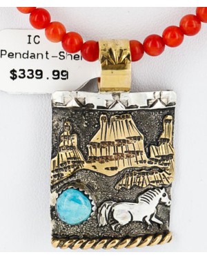 12kt Gold Filled .925 Sterling Silver Handmade Storyteller Certified Authentic Navajo Turquoise Native American Necklace 371017492772