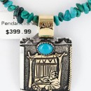 12kt Gold Filled .925 Sterling Silver Handmade Storyteller Certified Authentic Navajo Turquoise Native American Necklace 371034434948