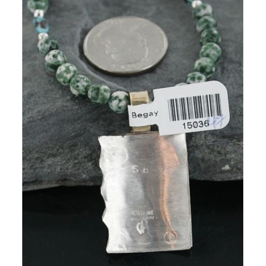 12kt Gold Filled .925 Sterling Silver Handmade Storyteller Certified Authentic Navajo Turquoise Native American Necklace 390671170260