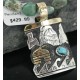 12kt Gold Filled .925 Sterling Silver Handmade Storyteller Certified Authentic Navajo Turquoise Native American Necklace 390674055440