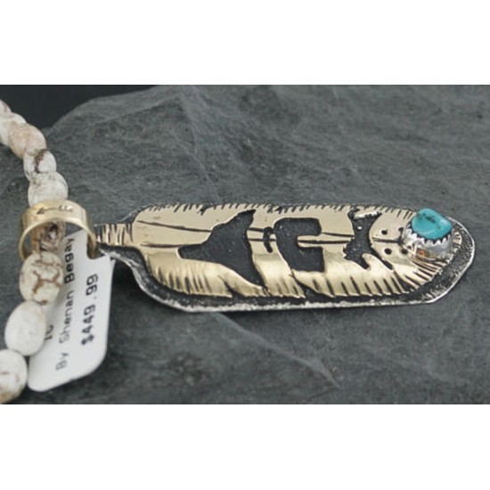 12kt Gold Filled .925 Sterling Silver Handmade Storyteller Certified Authentic Navajo Turquoise Native American Necklace 390689872817