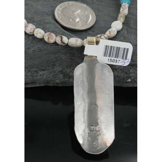 12kt Gold Filled .925 Sterling Silver Handmade Storyteller Certified Authentic Navajo Turquoise Native American Necklace 390689872817