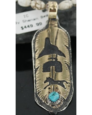 12kt Gold Filled .925 Sterling Silver Handmade Storyteller Certified Authentic Navajo Turquoise Native American Necklace 390689872817