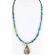 12kt Gold Filled .925 Sterling Silver Handmade Storyteller Certified Authentic Navajo Turquoise Native American Necklace 390814596729