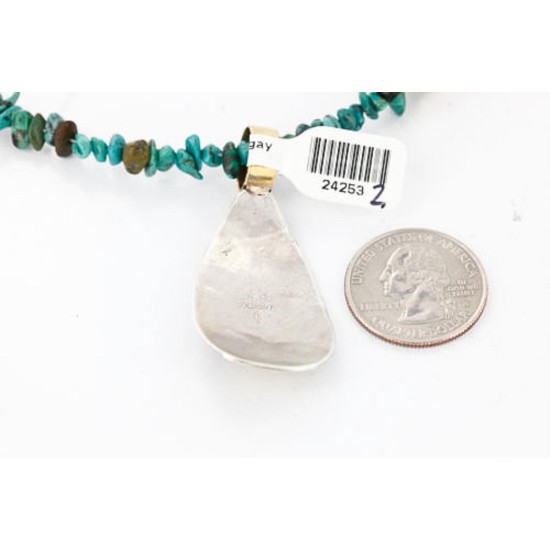 12kt Gold Filled .925 Sterling Silver Handmade Storyteller Certified Authentic Navajo Turquoise Native American Necklace 390814596729