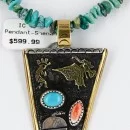 12kt Gold Filled .925 Sterling Silver Handmade Storyteller Navajo Turquoise Native American Necklace 390839950455