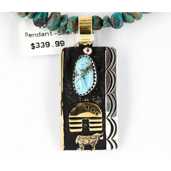 12kt Gold Filled .925 Sterling Silver Handmade Storyteller Certified Authentic Navajo Turquoise Native American Necklace 390842296615