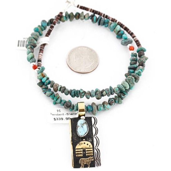12kt Gold Filled .925 Sterling Silver Handmade Storyteller Certified Authentic Navajo Turquoise Native American Necklace 390842296615