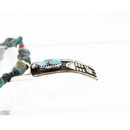 12kt Gold Filled .925 Sterling Silver Handmade Storyteller Certified Authentic Navajo Turquoise Native American Necklace 390842296615