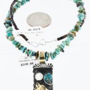 12kt Gold Filled .925 Sterling Silver Handmade Wolf and Full Moon Certified Authentic Navajo Turquoise Native American Necklace 390839430275