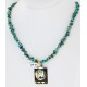12kt Gold Filled .925 Sterling Silver Handmade Wolf and Full Moon Certified Authentic Navajo Turquoise Native American Necklace 390854056814