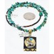 12kt Gold Filled .925 Sterling Silver Handmade Wolf and Full Moon Certified Authentic Navajo Turquoise Native American Necklace 390854056814