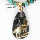 12kt Gold Filled .925 Sterling Silver Handmade Wolf and Moon Certified Authentic Navajo Black Onyx Native American Necklace 390829178503
