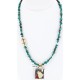 12kt Gold Filled .925 Sterling Silver Handmade Wolf and Moon Certified Authentic Navajo Coral Native American Necklace 371037500012