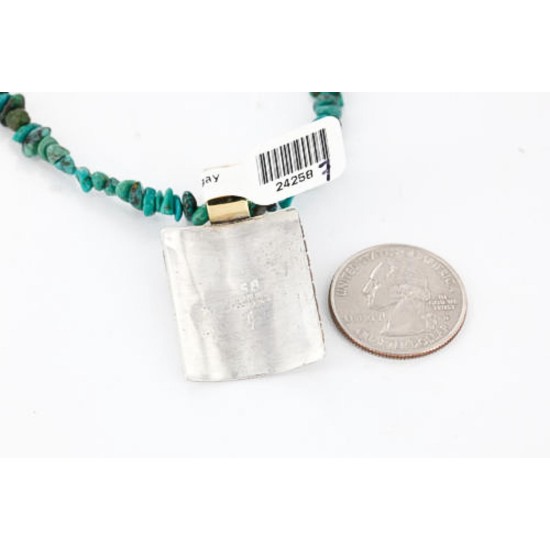 12kt Gold Filled .925 Sterling Silver Handmade Wolf and Moon Certified Authentic Navajo Coral Native American Necklace 371037500012
