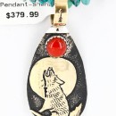 12kt Gold Filled .925 Sterling Silver Handmade Wolf and Moon Certified Authentic Navajo Turquoise Native American Necklace 371046419408