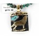 12kt Gold Filled .925 Sterling Silver Handmade Wolf Certified Authentic Navajo Turquoise Native American Necklace 371049319274