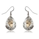 12kt Gold Filled and .925 Sterling Silver Bear Paw and Sun Handmade Navajo Native American Dangle Earrings 24469
