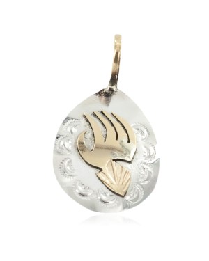 12kt Gold Filled and .925 Sterling Silver Bear Paw Handmade Certified Authentic Navajo Native American Pendant 24477
