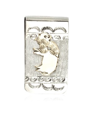 12kt Gold Filled and .925 Sterling Silver Buffalo Handmade Certified Authentic Navajo Native American Money Clip 11259-1