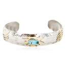 12kt Gold Filled and .925 Sterling Silver Certified Authentic Bear paw Handmade Navajo Natural Turquoise Native American Bracelet 13093