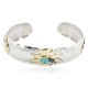 12kt Gold Filled and .925 Sterling Silver Certified Authentic Buffalo Handmade Navajo Natural Spiderweb Turquoise Native American Bracelet 12970-2