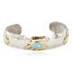 12kt Gold Filled and .925 Sterling Silver Certified Authentic Buffalo Handmade Navajo Natural Turquoise Native American Bracelet 13094-4