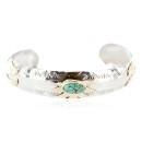 12kt Gold Filled and .925 Sterling Silver Certified Authentic Eagle Handmade Navajo Natural Spiderweb Turquoise Native American Bracelet 12972-2