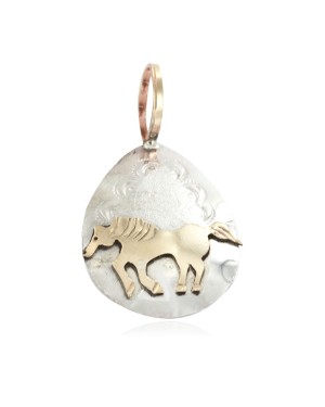 12kt Gold Filled and .925 Sterling Silver Certified Authentic Horse Handmade Navajo Native American Pendant 24475