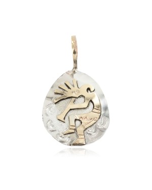 12kt Gold Filled and .925 Sterling Silver Certified Authentic Kokopelli Handmade Navajo Native American Pendant 24471