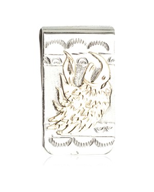 12kt Gold Filled and .925 Sterling Silver Eagle Head Handmade Certified Authentic Navajo Native American Money Clip 11261-1